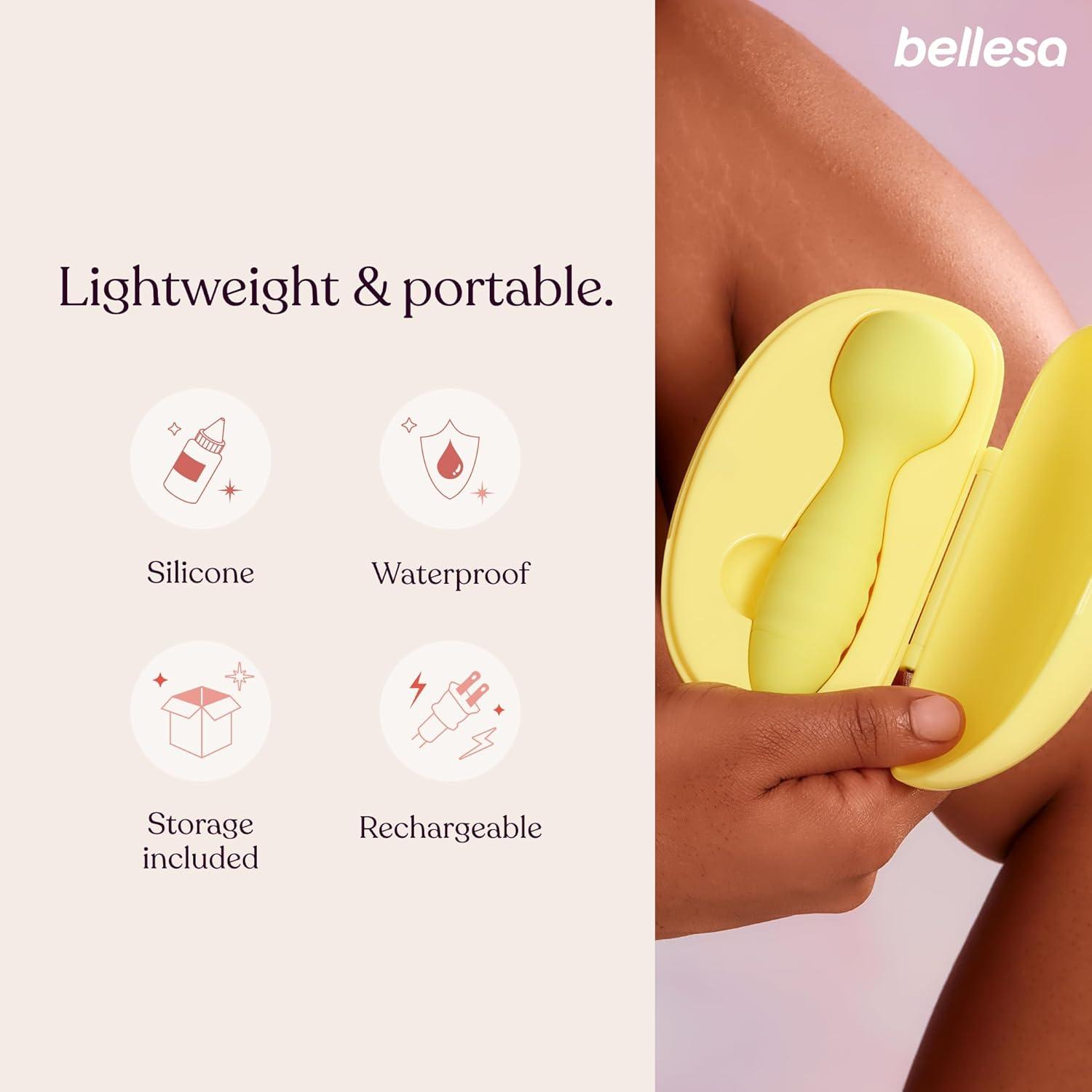 imageBellesa Demi Wand Clitoral Vibrator Clitoral Stimulation Wand Vibrator USB Rechargeable Waterproof MedicalGrade Silicone Storage Pouch Included