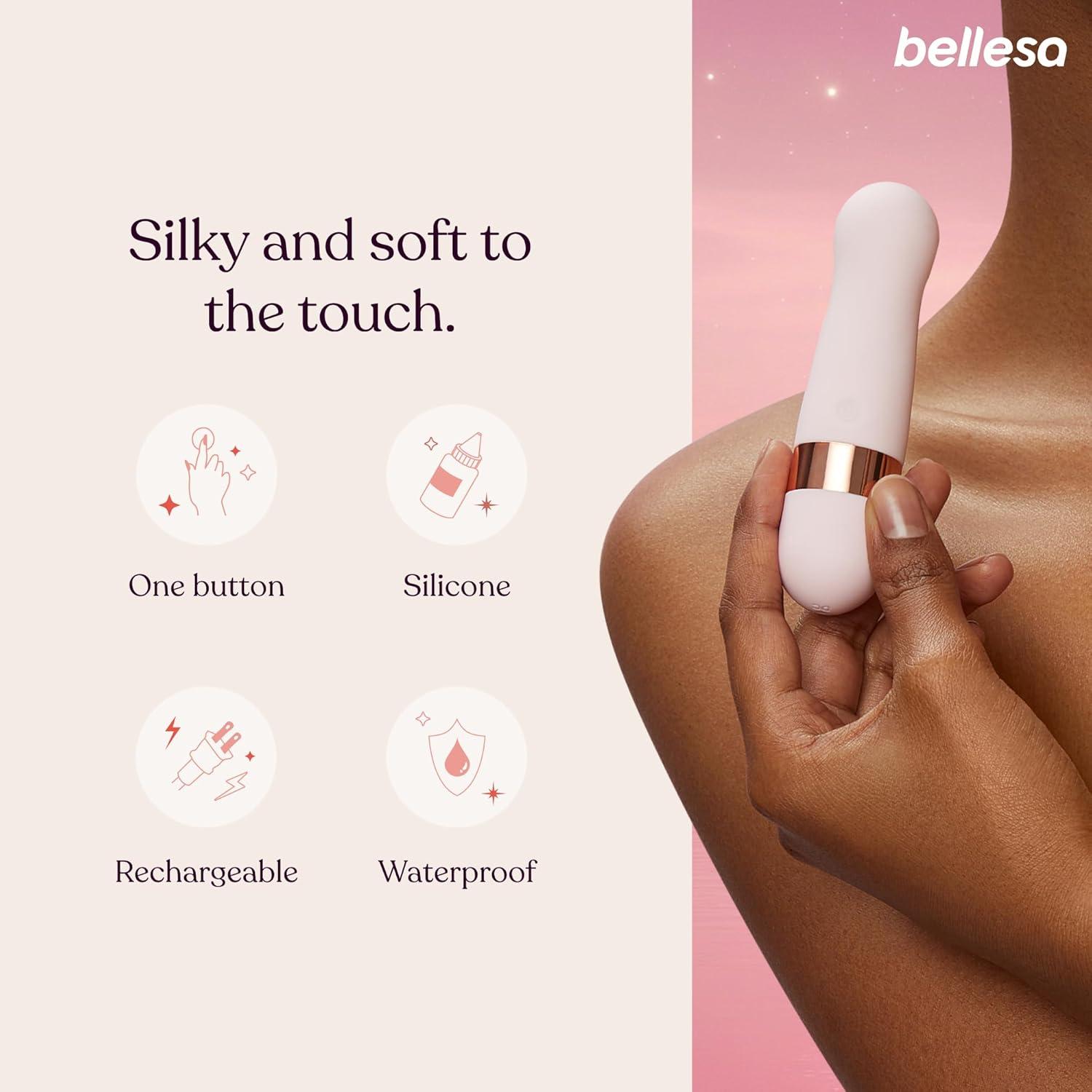 imageBELLESA Bullet Soft Touch Clitoral Vibrator Clitoral Stimulation Bullet Vibrator Silicone Waterproof USB Rechargeable