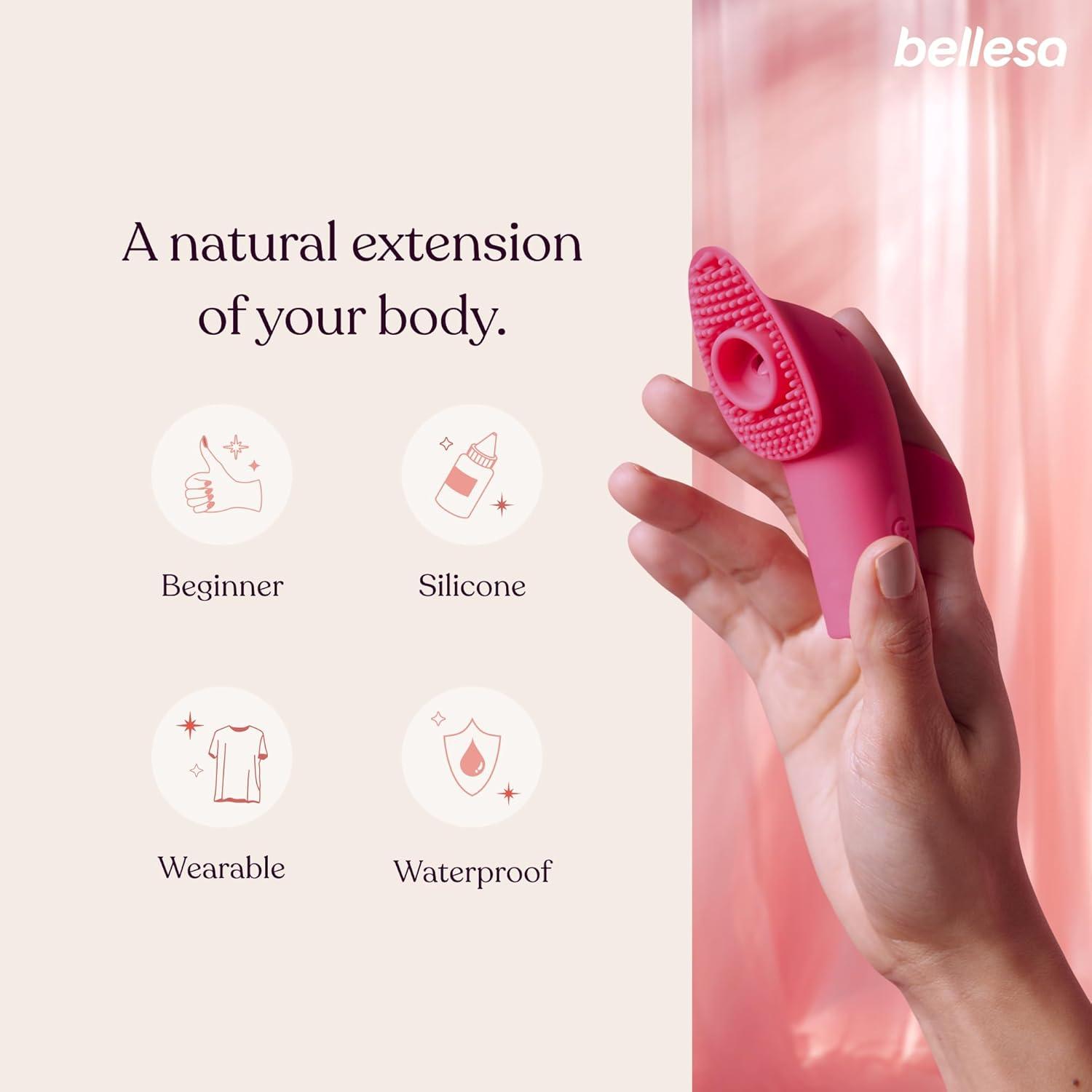 imageBELLESA Finger Pro Flutter Finger Vibrator Clitoral Stimulation Silicone Waterproof USB Rechargeable