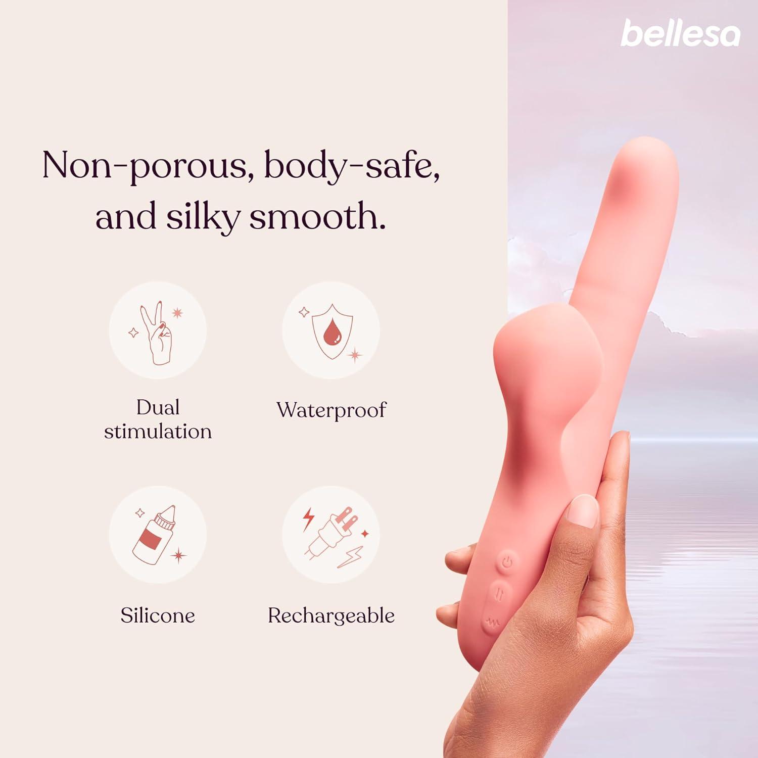 imageBELLESA Thrust GSpot Thrusting Vibrator Clitoral Stimulation GSpot Stimulation Silicone Waterproof USB Rechargeable