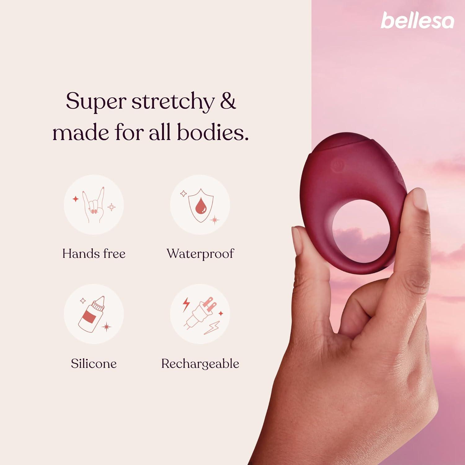 imageBELLESA Halo 2 Cock Ring Couples Sex Toy Silicone Waterproof USB Rechargeable