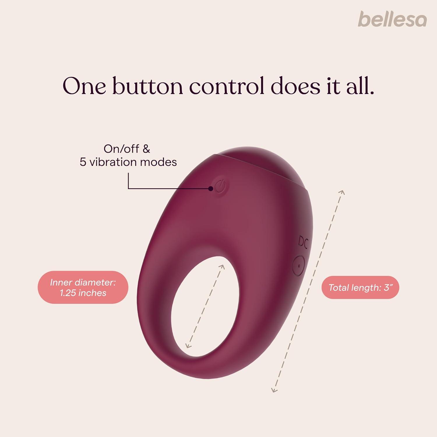 imageBELLESA Halo 2 Cock Ring Couples Sex Toy Silicone Waterproof USB Rechargeable