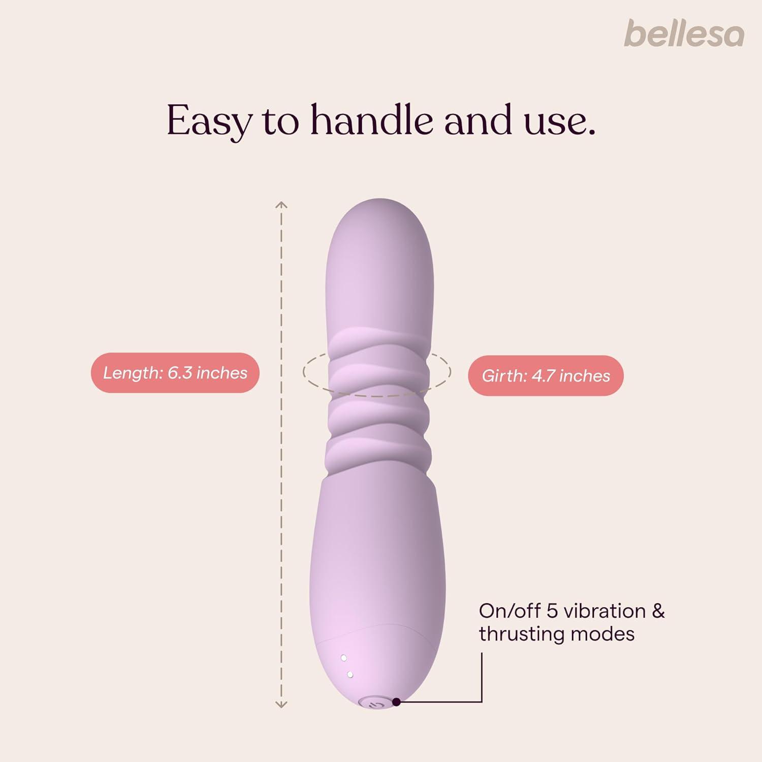 imageBELLESA Diskreet Thrust GSpot Thrusting Vibrator GSpot Stimulation Silicone Waterproof USB Rechargeable