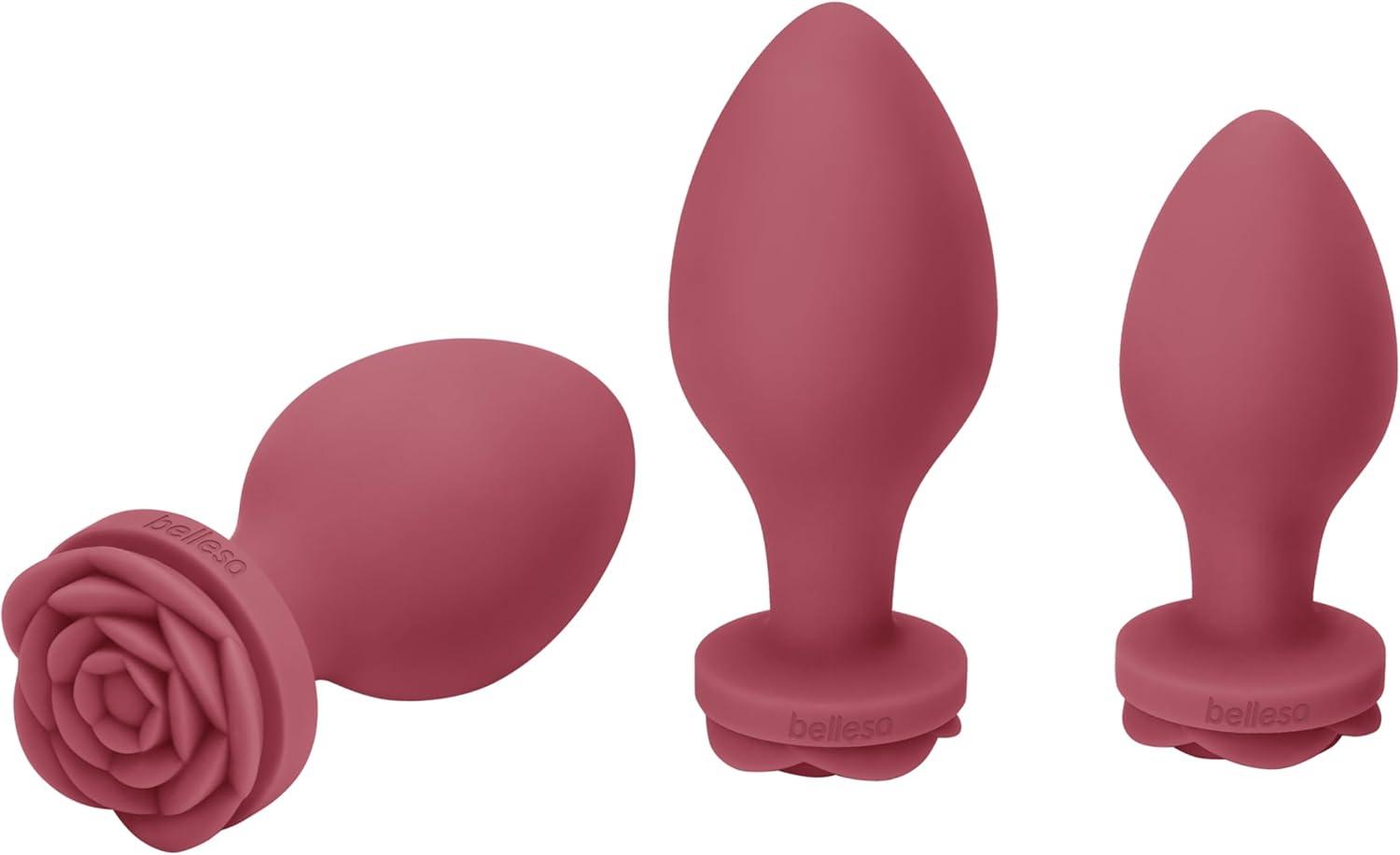 imageBELLESA Rose Plug Set Anal Stimulation Anal Training Kit Easy to Clean