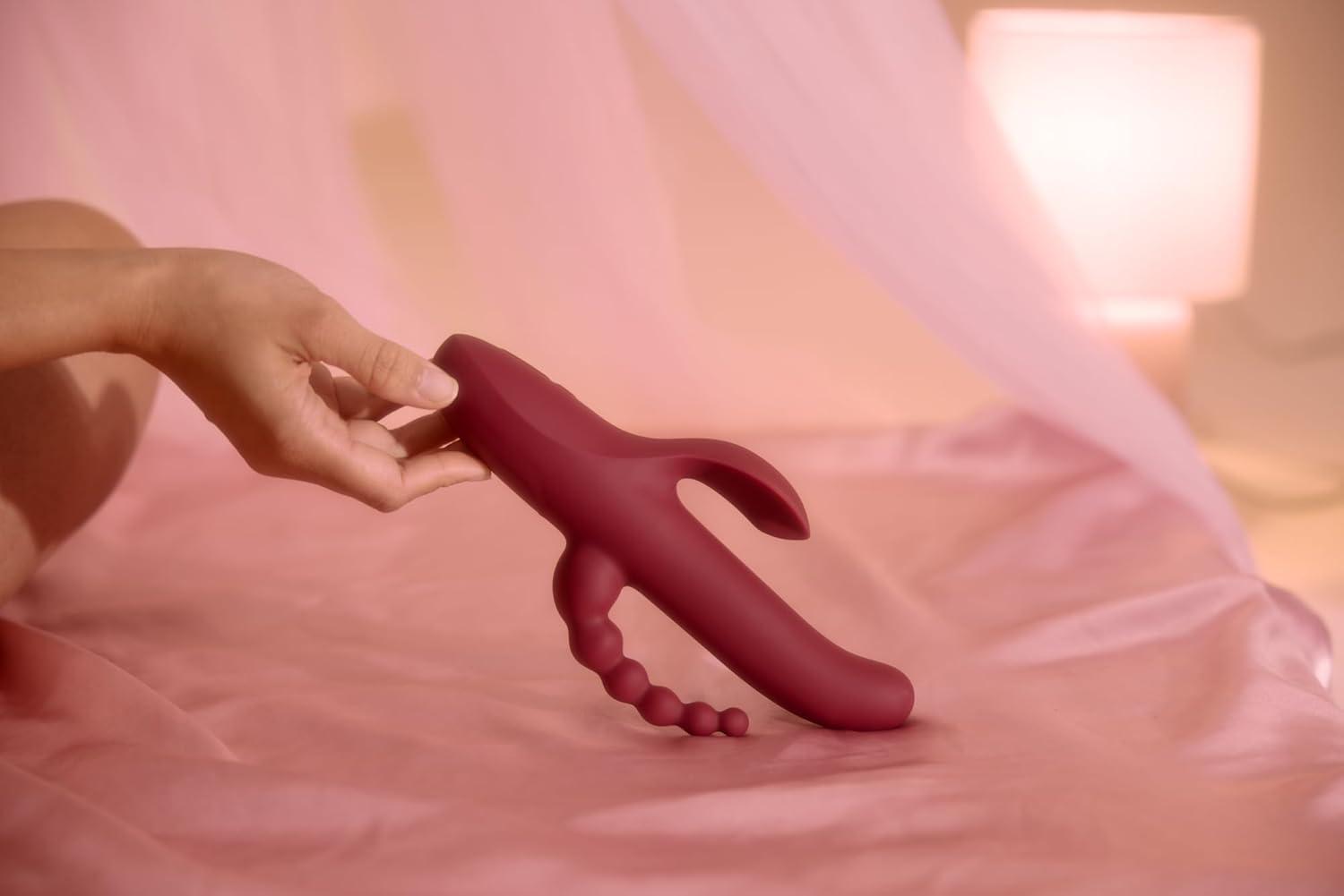 imageBELLESA DP Rabbit Clitoral Stimulation GSpot Stimulation Anal Stimulation Silicone Waterproof USB Rechargeable