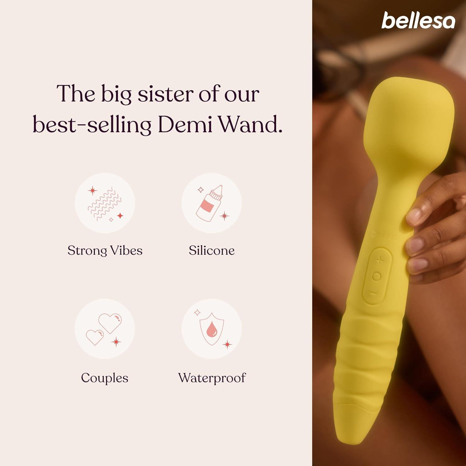 imageBELLESA The Demi Wand XL Clitoral Vibrator Clitoral Stimulation Wand Vibrator Waterproof USB Rechargeable Storage Case Included