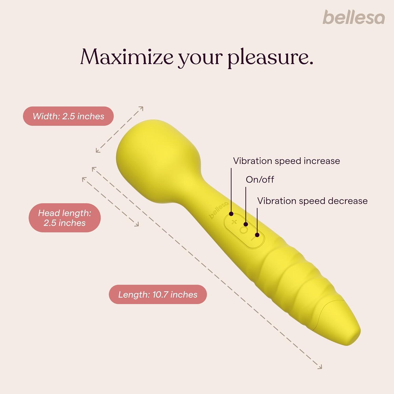 imageBELLESA The Demi Wand XL Clitoral Vibrator Clitoral Stimulation Wand Vibrator Waterproof USB Rechargeable Storage Case Included
